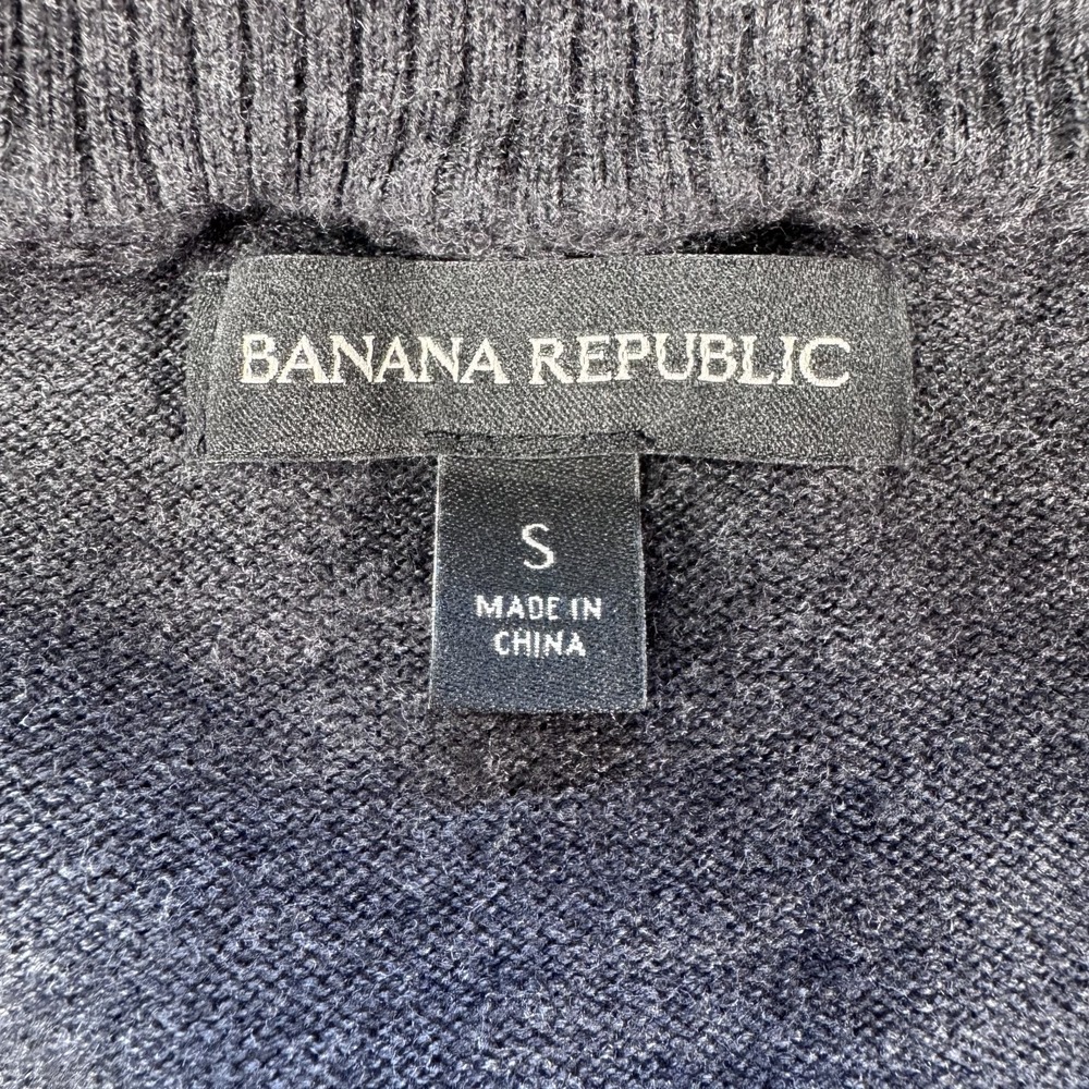 BANANA REPUBLIC Full Zip Hooded Military Sweater Jacket Mens Small Gray Knit - Picture 2 of 16